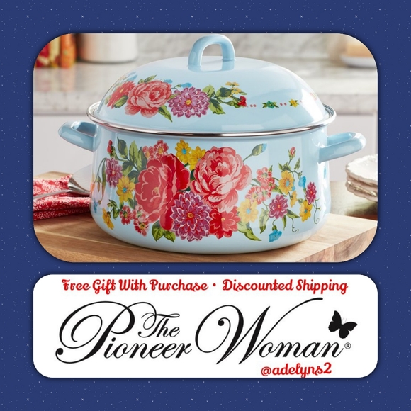 🌺 New Pioneer Woman Sweet Rose 6.4-Quart Enamel on Steel Dutch Oven with Lid - Picture 2 of 9